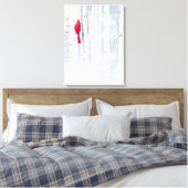 Rode kardinale vogel in mooie sneeuwvogelboom canvas afdruk (Insitu (Slaapkamer))