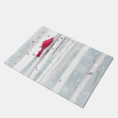 Rode kardinale vogel in mooie sneeuwvogelboom deurmat (Schuin)