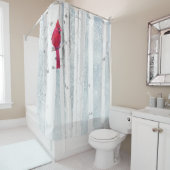 Rode kardinale vogel in mooie sneeuwvogelboom douchegordijn (In situ)