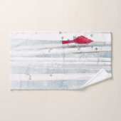 Rode kardinale vogel in mooie sneeuwvogelboom handdoek (Handdoek)