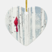 Rode kardinale vogel in mooie sneeuwvogelboom keramisch ornament (Voorkant)