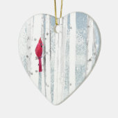 Rode kardinale vogel in mooie sneeuwvogelboom keramisch ornament (Links)