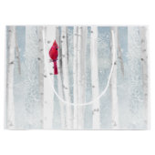 Rode kardinale vogel in mooie sneeuwvogelboom large cadeautasje (Voorkant)