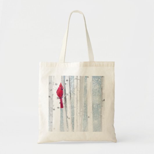 Rode kardinale vogel in mooie sneeuwvogelboom tote bag (Voorkant)