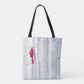 Rode kardinale vogel in mooie sneeuwvogelboom tote bag (Achterkant)