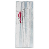 Rode kardinale vogel in mooie sneeuwvogelboom wijn cadeautas (Voorkant)