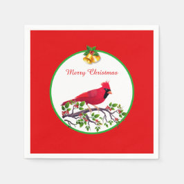 Rode kardinale vogel op boomtak servet