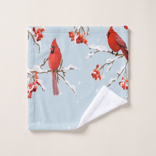 Rode kardinale vogelbomen sneeuwkerst bad handdoek (Wasdoekje)