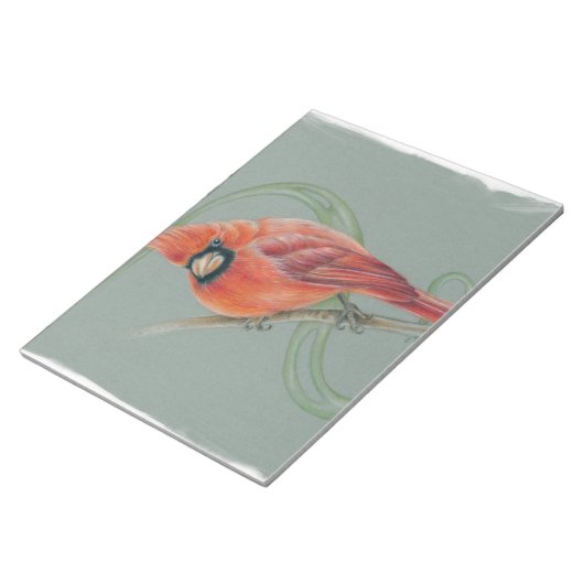 Rode kardinale vogeltekening tekening notitieblok (Schuin)