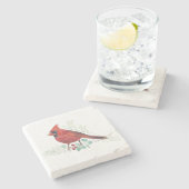 Rode kardinale Waterverf Kunststeen Onderzetter (Zijkant)