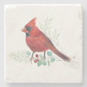 Rode kardinale Waterverf Kunststeen Onderzetter (Voorkant)