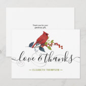 Rode kardinale Waterverf Monogram Love & Bedankt (Voorkant / Achterkant)