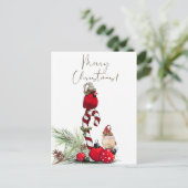 Rode kardinale Waterverf Winterkerst Briefkaart (Staand voorkant)