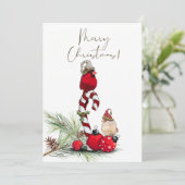 Rode kardinale Waterverf Winterkerst Feestdagenkaart (Staand voorkant)