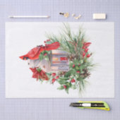 Rode kardinale Waterverf Winterkerst Tissuepapier (Craft)