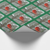 Rode kardinale winter (groene grens) — Verpakkings Cadeaupapier (Hoek)