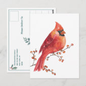 Rode kardinale winter Ilex Berries Briefkaart (Voorkant / Achterkant)