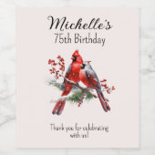 Rode Kardinalen 75ste verjaardag dank u Wijn Etiket (Enkel label)