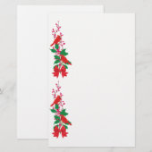 Rode kardinalen aan de Holly-kerstgrens Briefpapier (Voorkant / Achterkant)