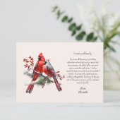 Rode Kardinalen Berries Verjaardag Bedankkaart (Staand voorkant)