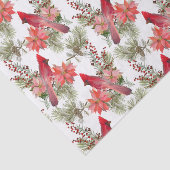 Rode kardinalen, bessen en Poinsettia Flowers Tissuepapier (Detail)