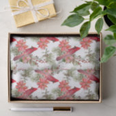 Rode kardinalen, bessen en Poinsettia Flowers Tissuepapier (Geschenk)