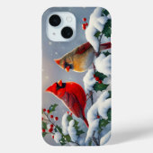Rode kardinalen en Holly in de sneeuw Case-Mate iPhone Case (Achterkant)