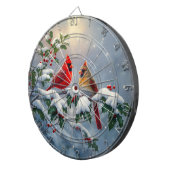 Rode kardinalen en Holly in de sneeuw Dartbord (Voorkant Rechts)