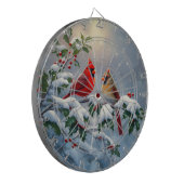 Rode kardinalen en Holly in de sneeuw Dartbord (Voorkant Links)