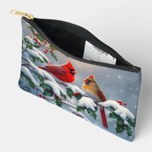 Rode kardinalen en Holly in de sneeuw Etui (Open)