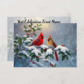 Rode kardinalen en Holly in de sneeuw Kaart (Voorkant / Achterkant)