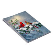 Rode kardinalen en Holly in de sneeuw Notitieboek (Rechterzijde)