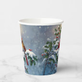 Rode kardinalen en Holly in de sneeuw Papieren Bekers (Links)