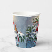Rode kardinalen en Holly in de sneeuw Papieren Bekers (Rechts)