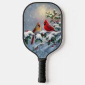 Rode kardinalen en Holly in de sneeuw Pickleball Paddle (Achterkant)