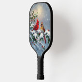 Rode kardinalen en Holly in de sneeuw Pickleball Paddle (Links)
