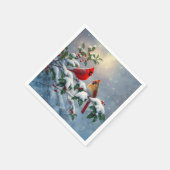 Rode kardinalen en Holly in de sneeuw Servet (Hoek)