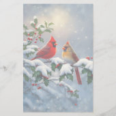 Rode kardinalen en hulst in de sneeuw briefpapier (Achterkant)