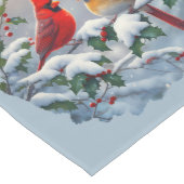 Rode kardinalen en hulst in de sneeuw medium tafelloper (Hoek)