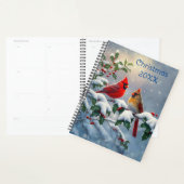 Rode kardinalen en hulst in de sneeuw planner (Display)