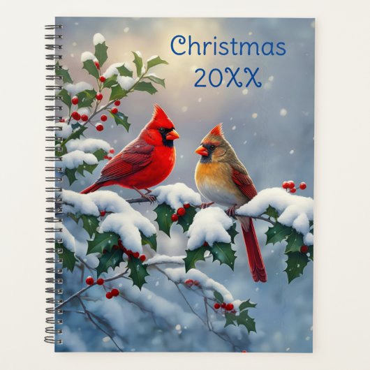 Rode kardinalen en hulst in de sneeuw planner (Voorkant)