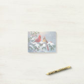 Rode kardinalen en hulst in de sneeuw post-it® notes (Op bureau)