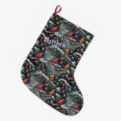 Rode kardinalen en kerstversiering grote kerstsok (Voorkant (Hangend))