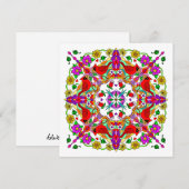 Rode kardinalen en kleurrijke bloemen kunst bedankkaart (Voorkant / Achterkant)