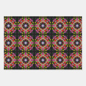 Rode kardinalen en kleurrijke bloemen van afgelope inpakpapier vel (Voorkant 3)