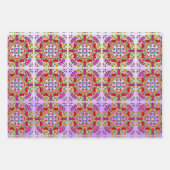 Rode kardinalen en kleurrijke bloemen van afgelope inpakpapier vel (Voorkant 2)