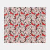 Rode kardinalen en torenbloesems fleece deken (Voorkant (Horizontaal))
