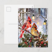 Rode kardinalen en wilde bessen Winter Natuur Feestdagenkaart (Voorkant / Achterkant)