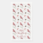 Rode Kardinalen en Winterbessen Aangepaste Kerstmi Servet (Voorkant)