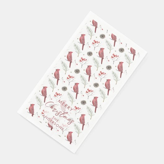 Rode Kardinalen en Winterbessen Aangepaste Kerstmi Servet (Hoek)